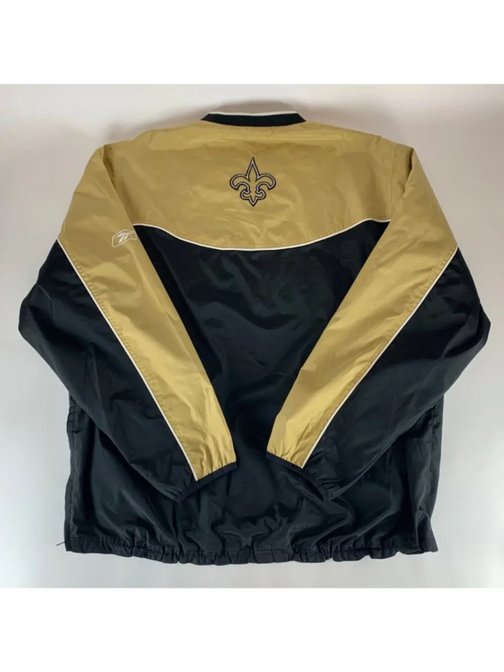 New Orleans Saints NFL Black Gold Reebok Pullover Jacket Mens XL